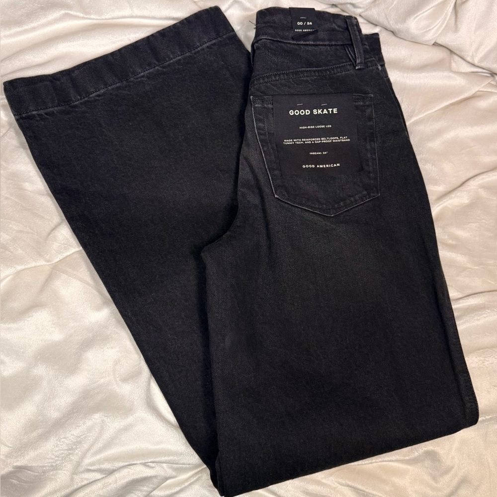 Good American | $168 Good Skate Wide Leg Jeans | 00 (24) | 31” inseam - Picture 2 of 3